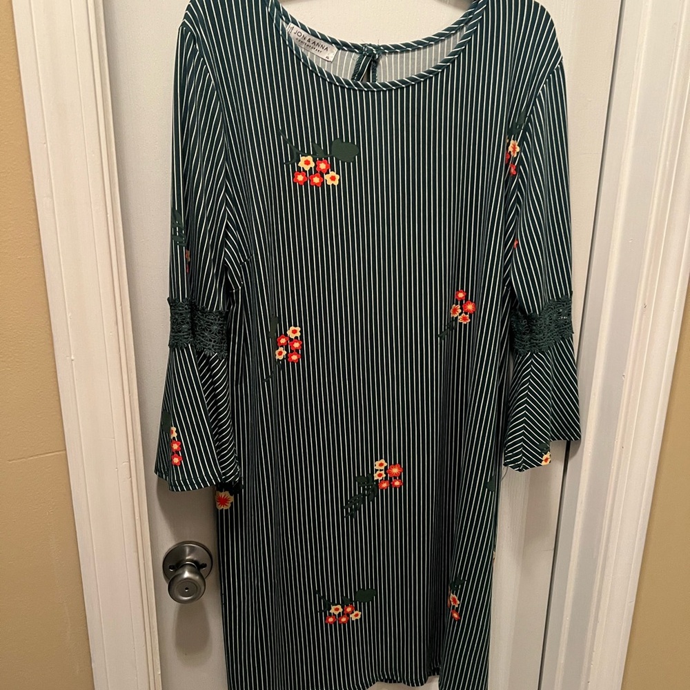 Green Striped Floral Dress